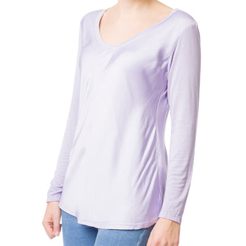 Maglia lilla a maniche lunghe con scollo a V da donna Swish Jeans, Abbigliamento Donna, SKU c811000164, Immagine 0